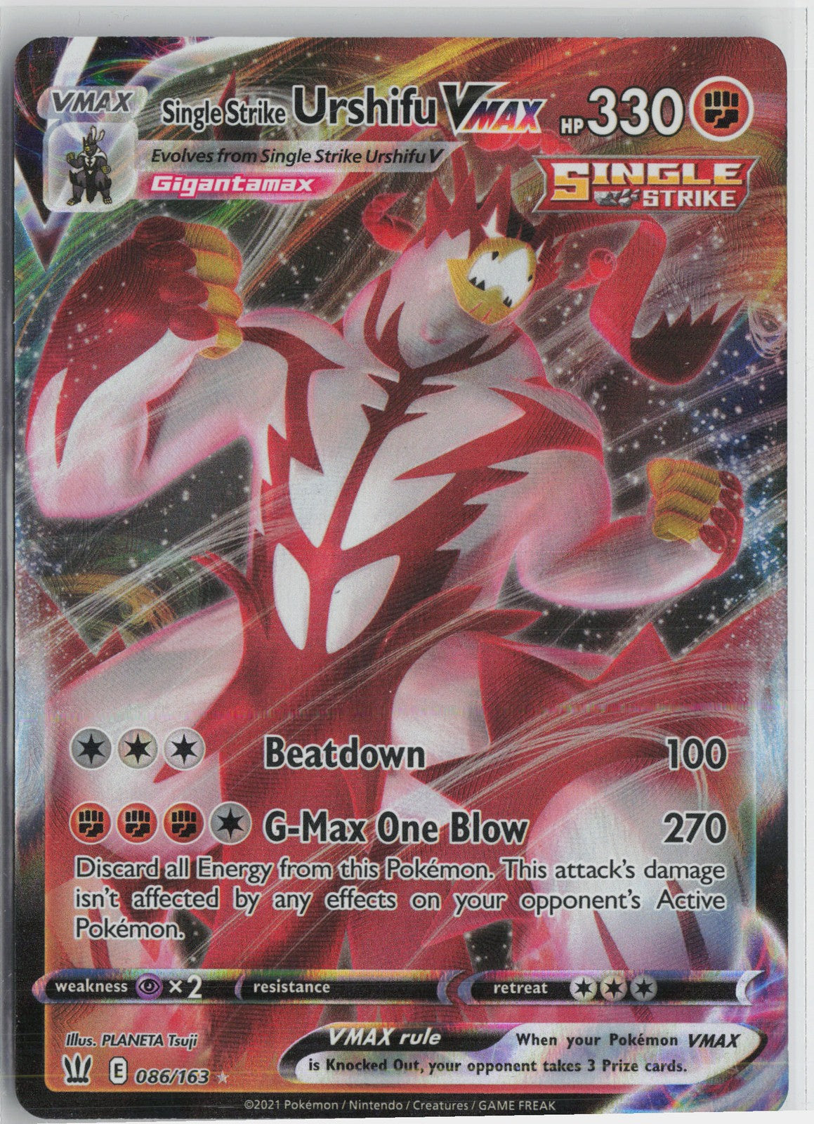 Single Strike Urshifu VMAX Ultra Rare SWSH05: Battle Styles 086/163 NM