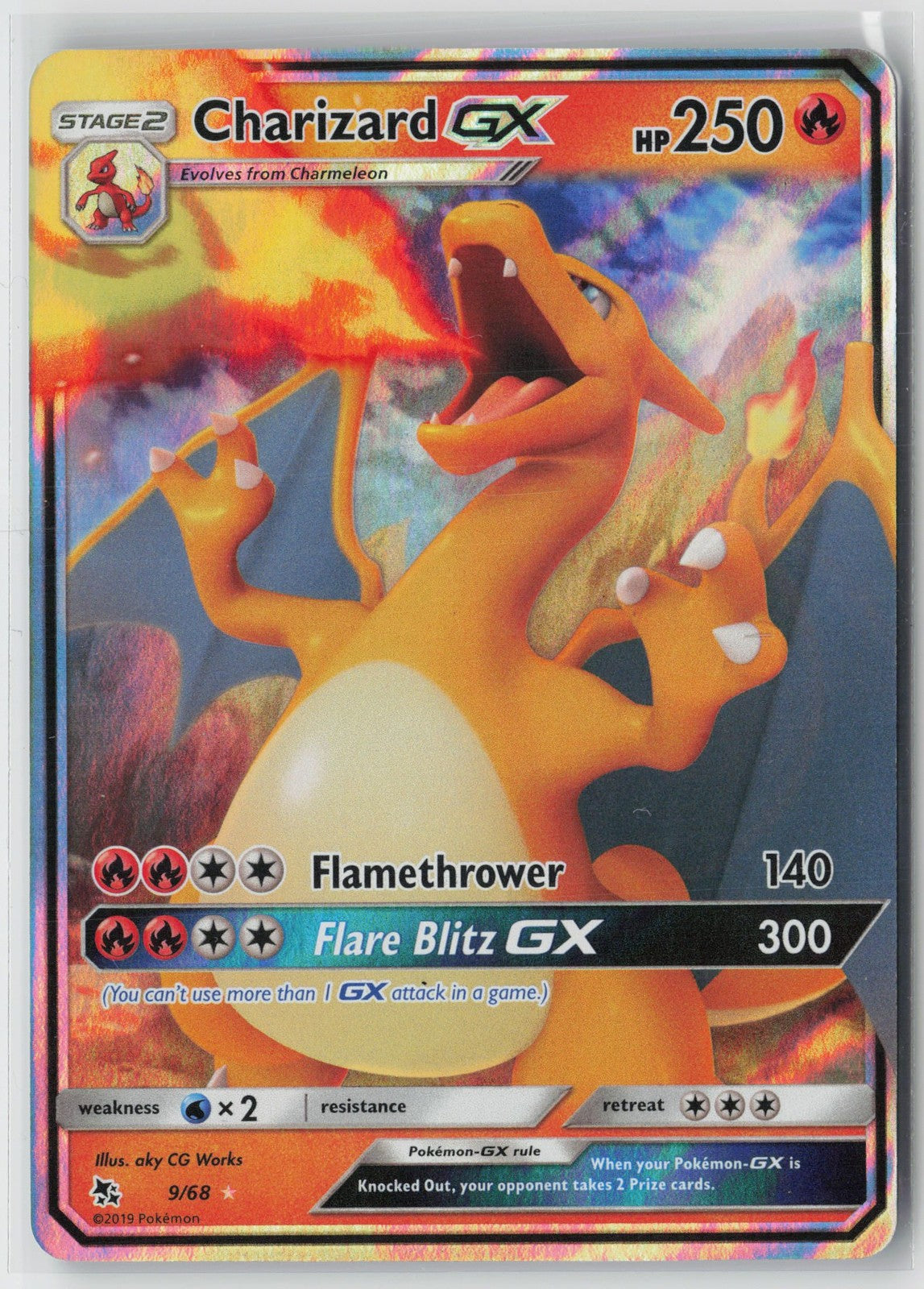 Charizard GX 9/68 Holo Rare GX Hidden Fates Pokemon NM