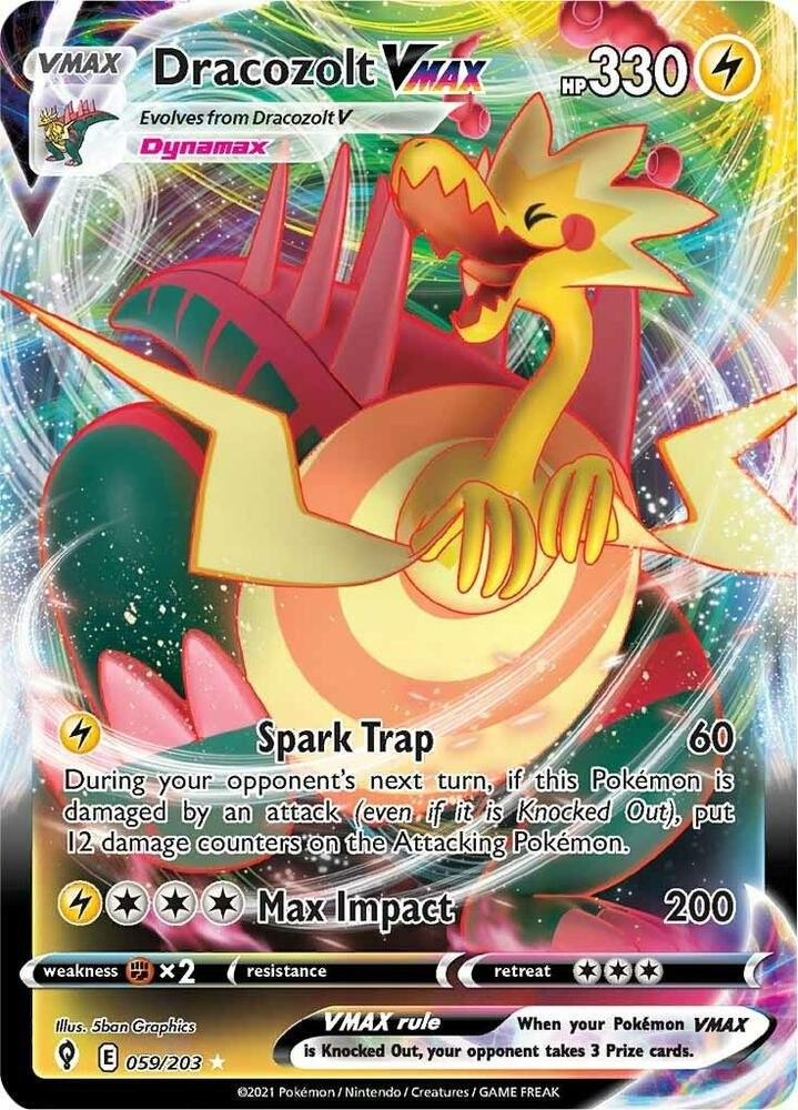 Dracozolt VMAX 059/203 Evolving Skies EVS Holo Rare VMAX mint 059 Pokemon