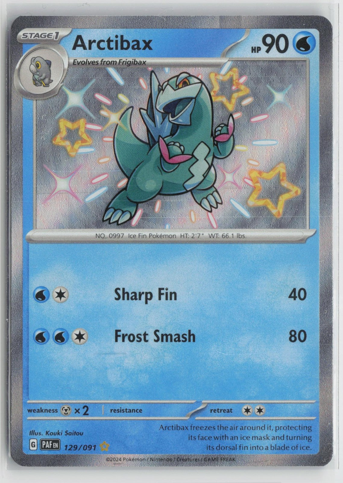 Arctibax 129/091 Shiny Rare Paldean Fates Pokemon NM