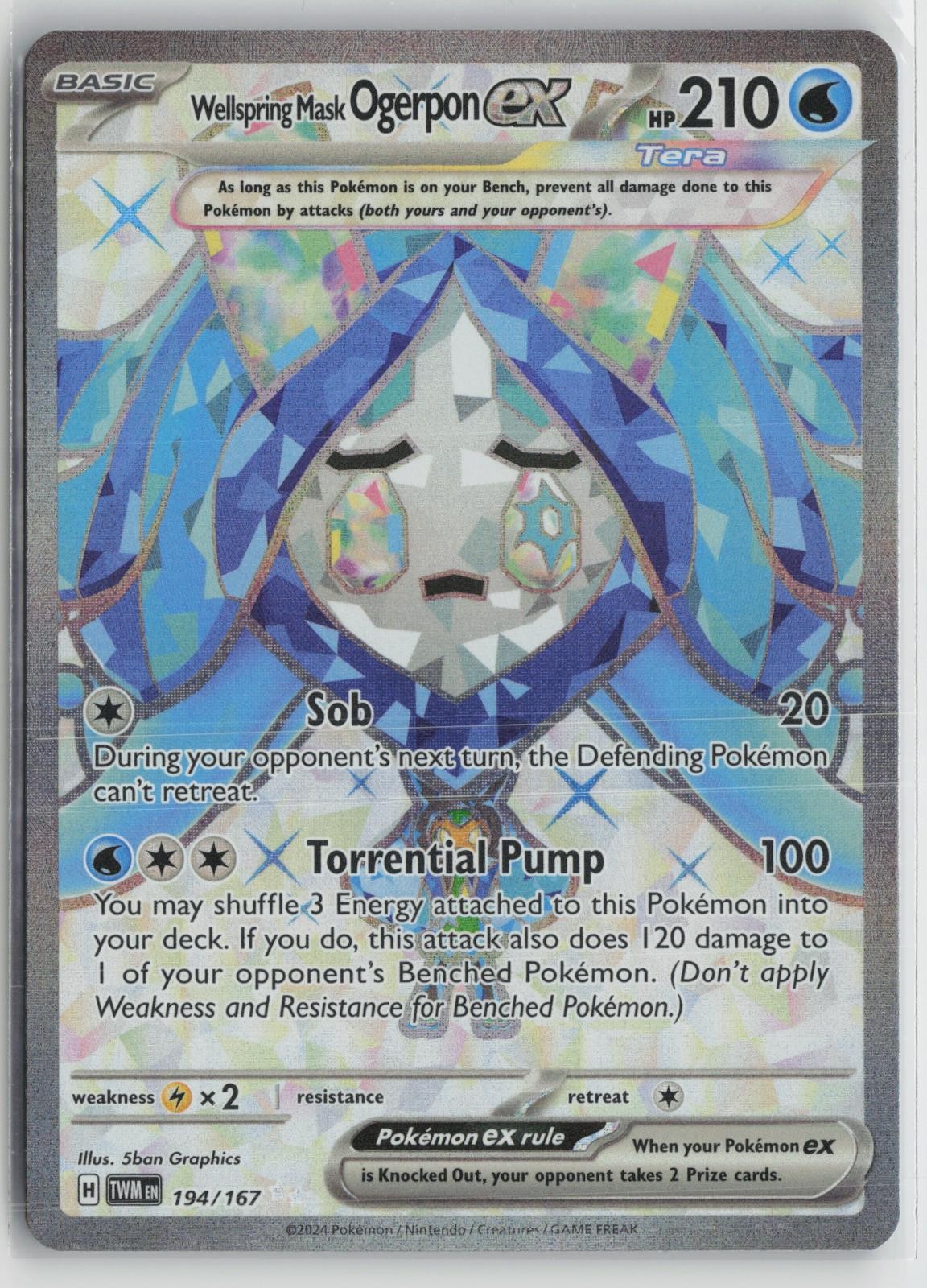 Wellspring Mask Ogerpon ex 194/167 Ultra Rare Twilight Masquerade Pokemon NM