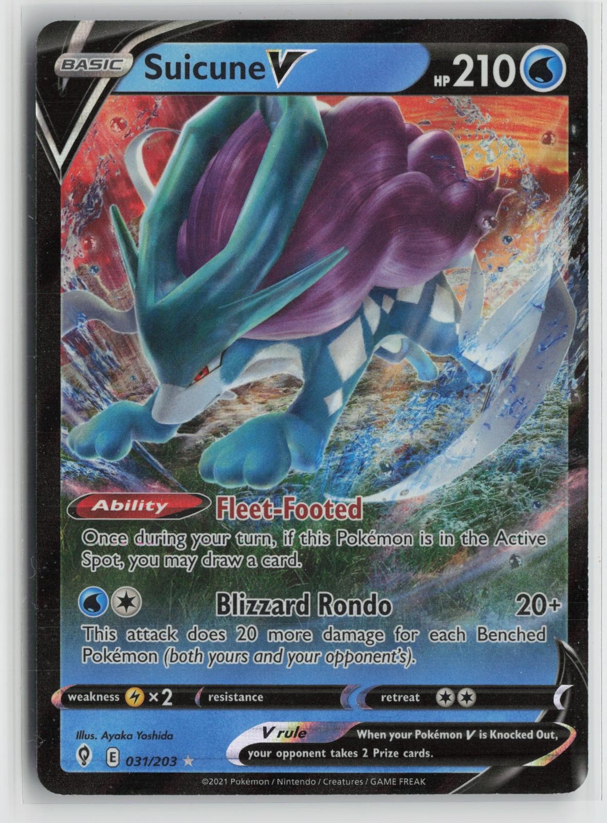 Suicune V 031/203 Holo V Rare Evolving Skies Pokemon NM