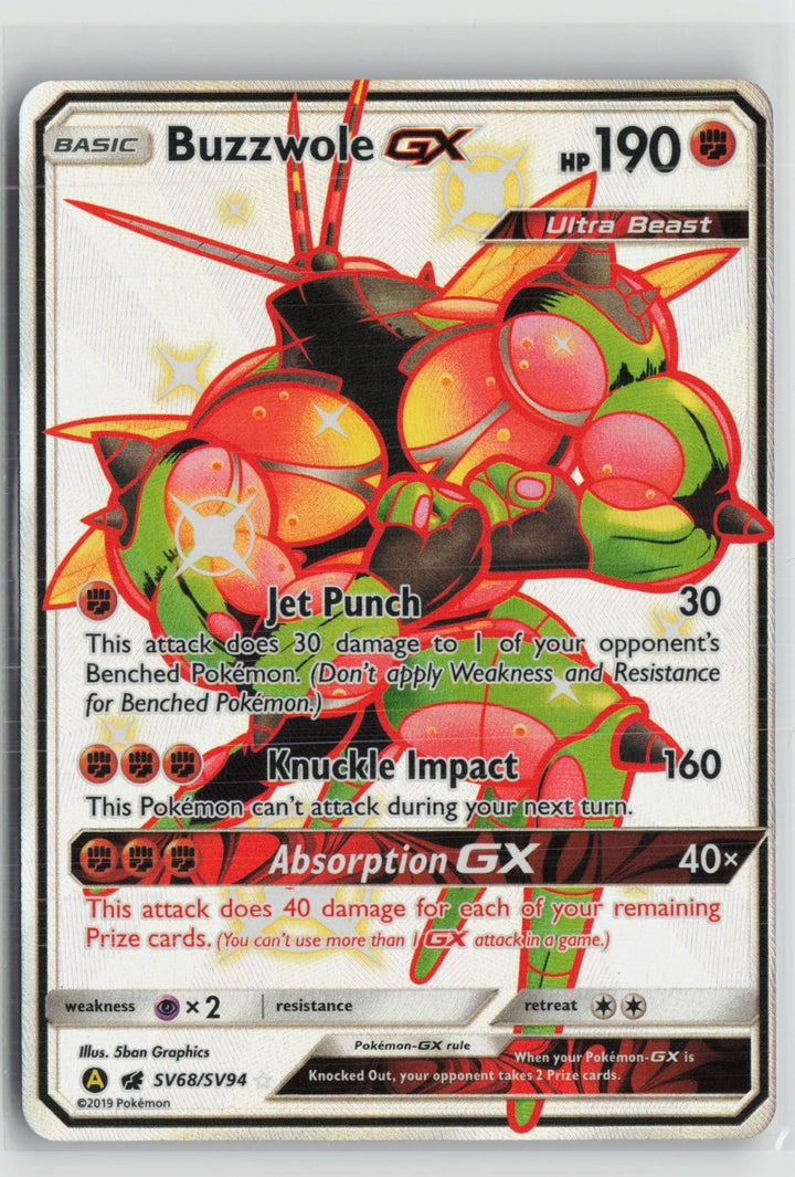 Buzzwole GX SV68/SV94 Shiny GX Rare Hidden Fates Shiny Vault Pokemon NM0
