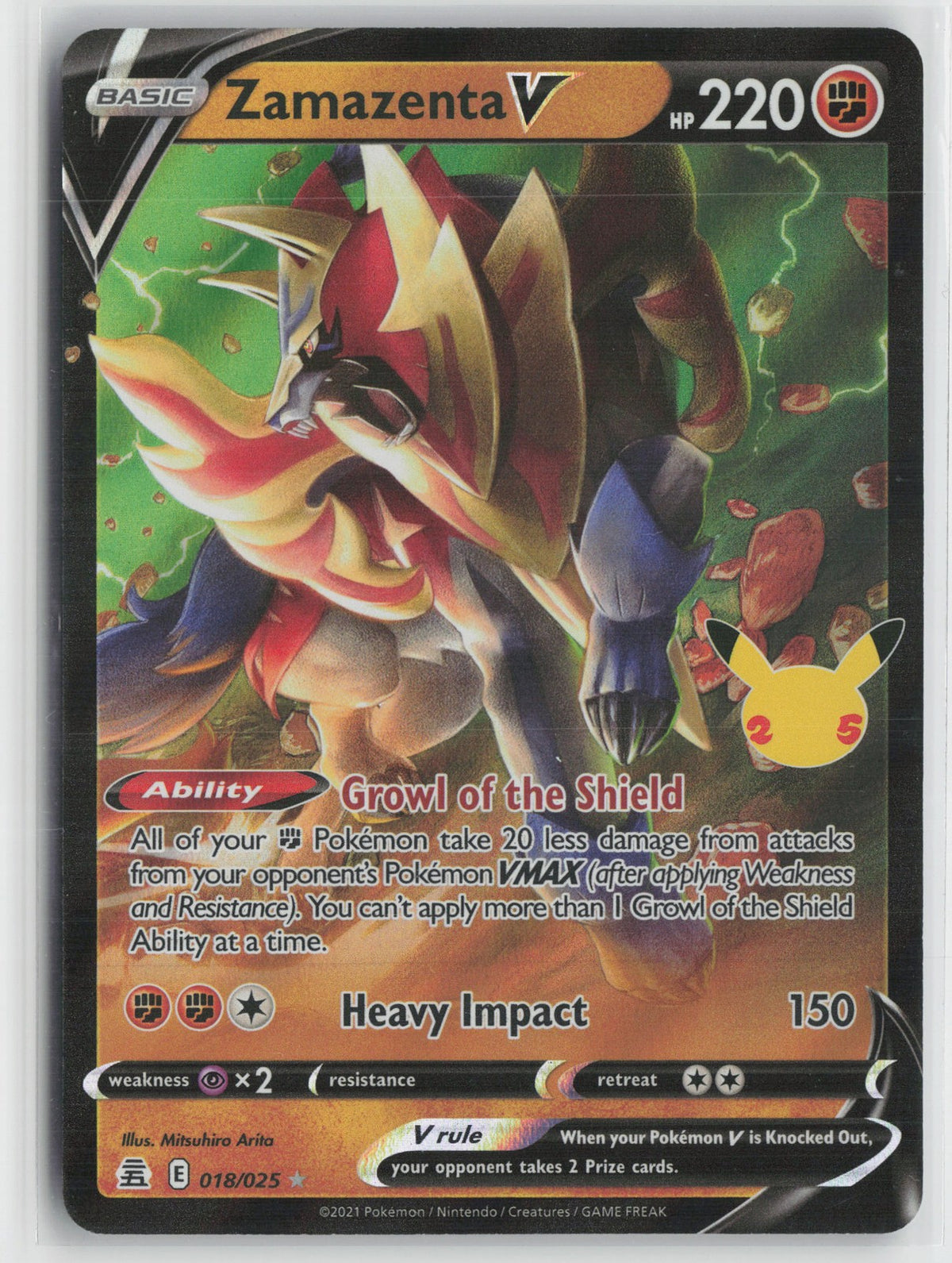 Zamazenta V Ultra Rare Celebrations 018/025 NM