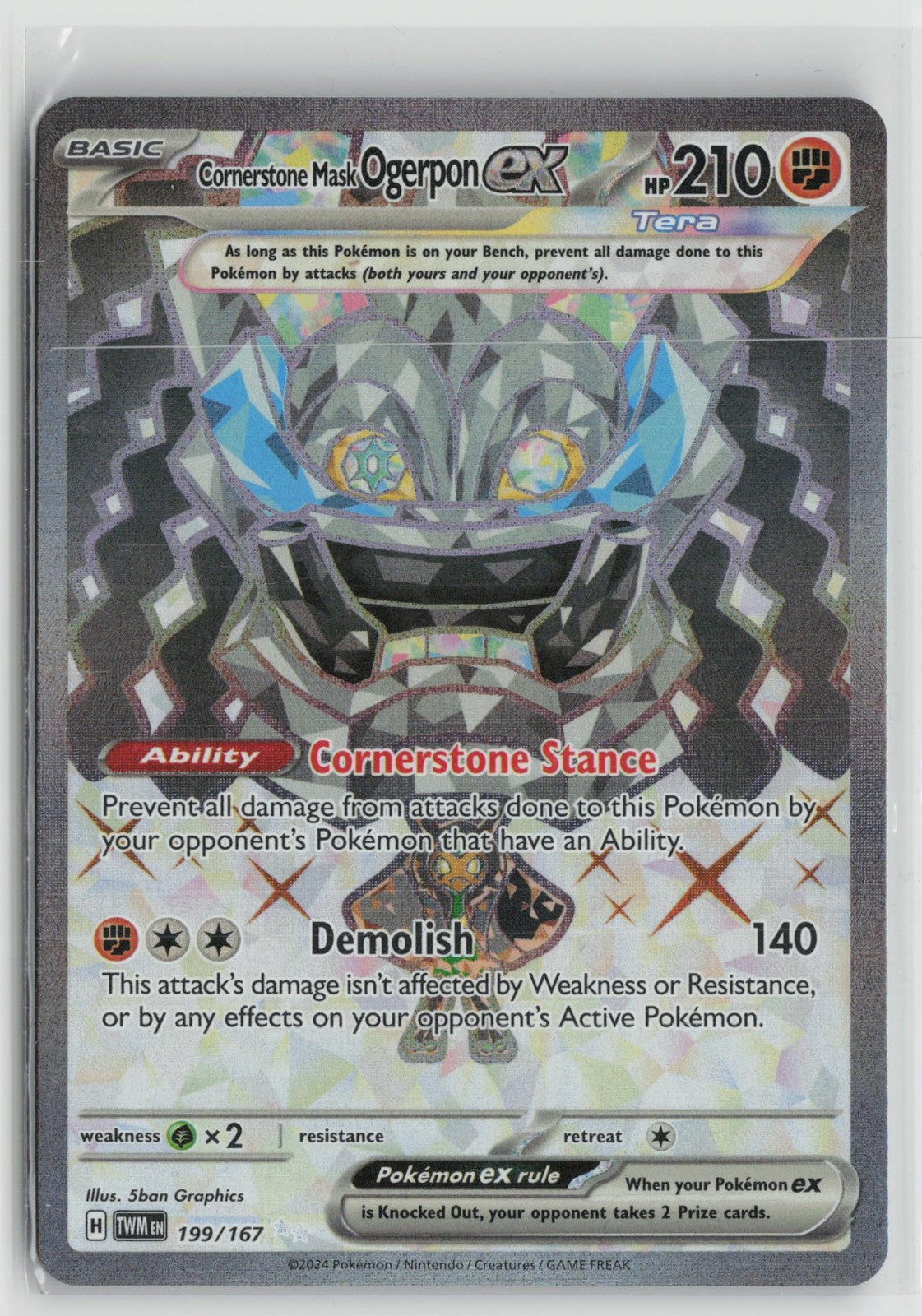 Cornerstone Mask Ogerpon ex 199/167 Ultra Rare Twilight Masquerade Pokemon NM