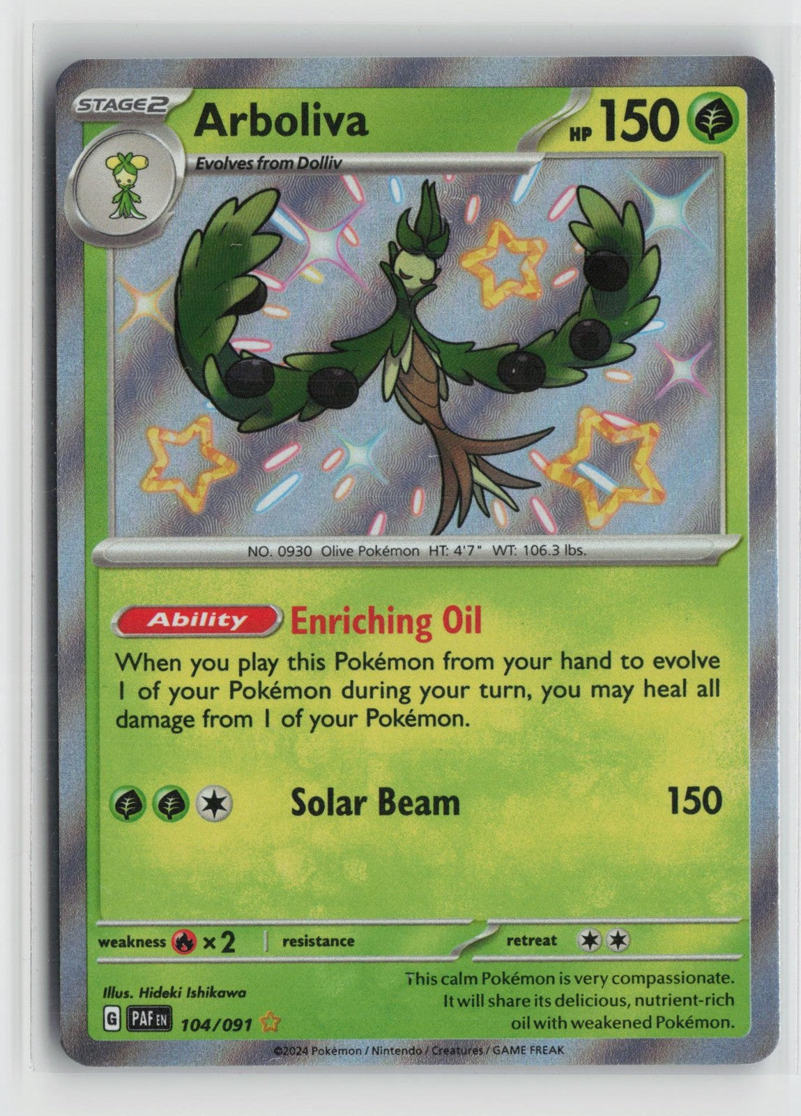 Arboliva 104/091 Shiny Rare Paldean Fates Pokemon NM