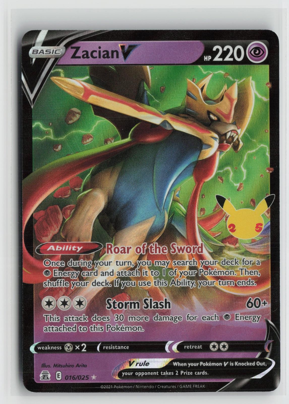 Zacian V 016/025 Holo V Rare Celebrations Pokemon NM