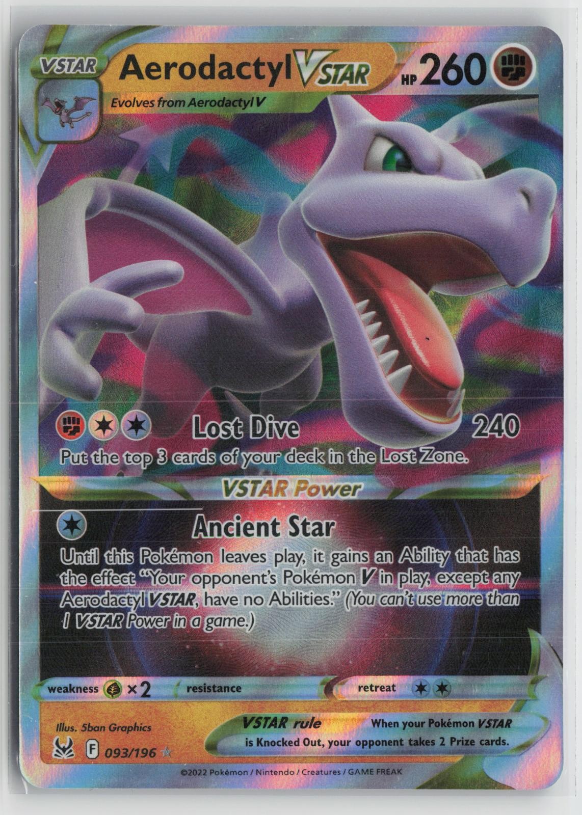 Aerodactyl VSTAR 093/196 Holo VSTAR Rare Lost Origin Pokemon NM