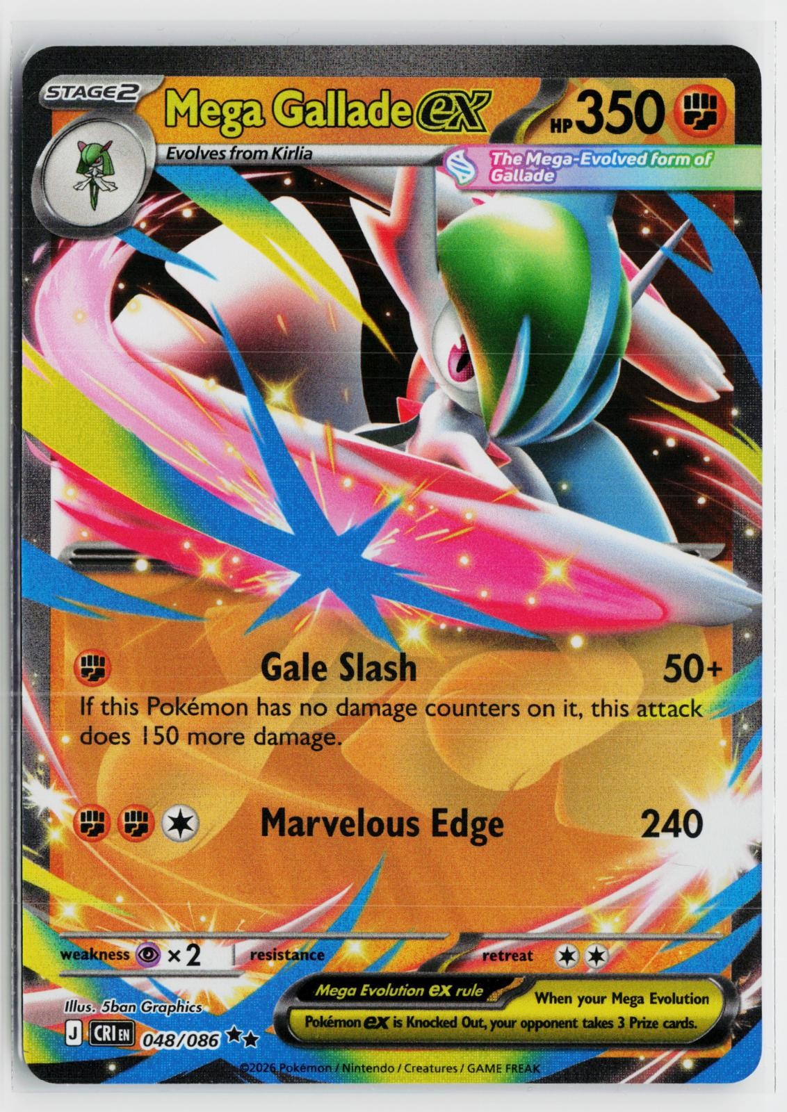 Mega Gallade ex 048/086 Chaos Rising NM RR Holo Pokemon