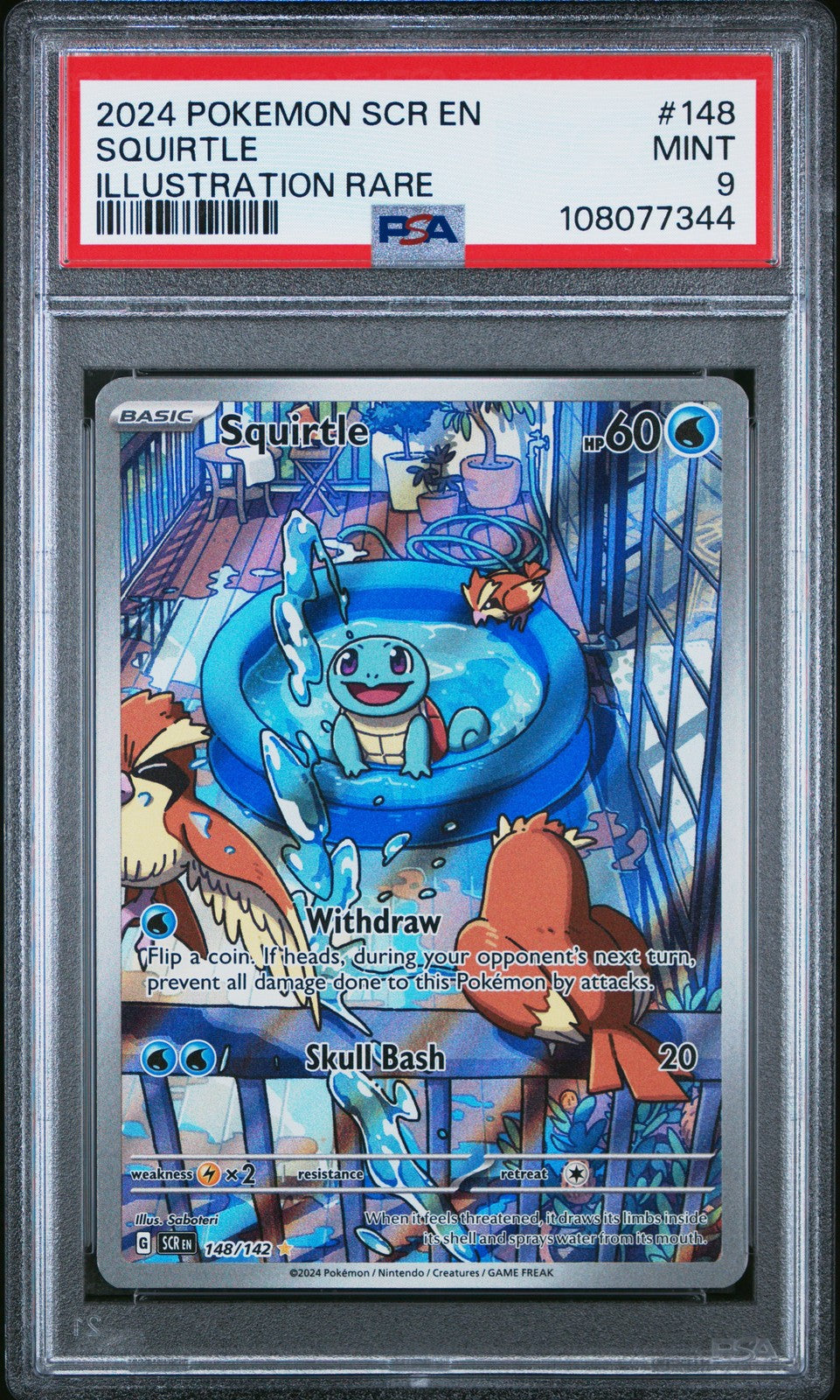 Squirtle 148/142 Illustration Rare Scr En-stellar Crown Pokemon PSA 9