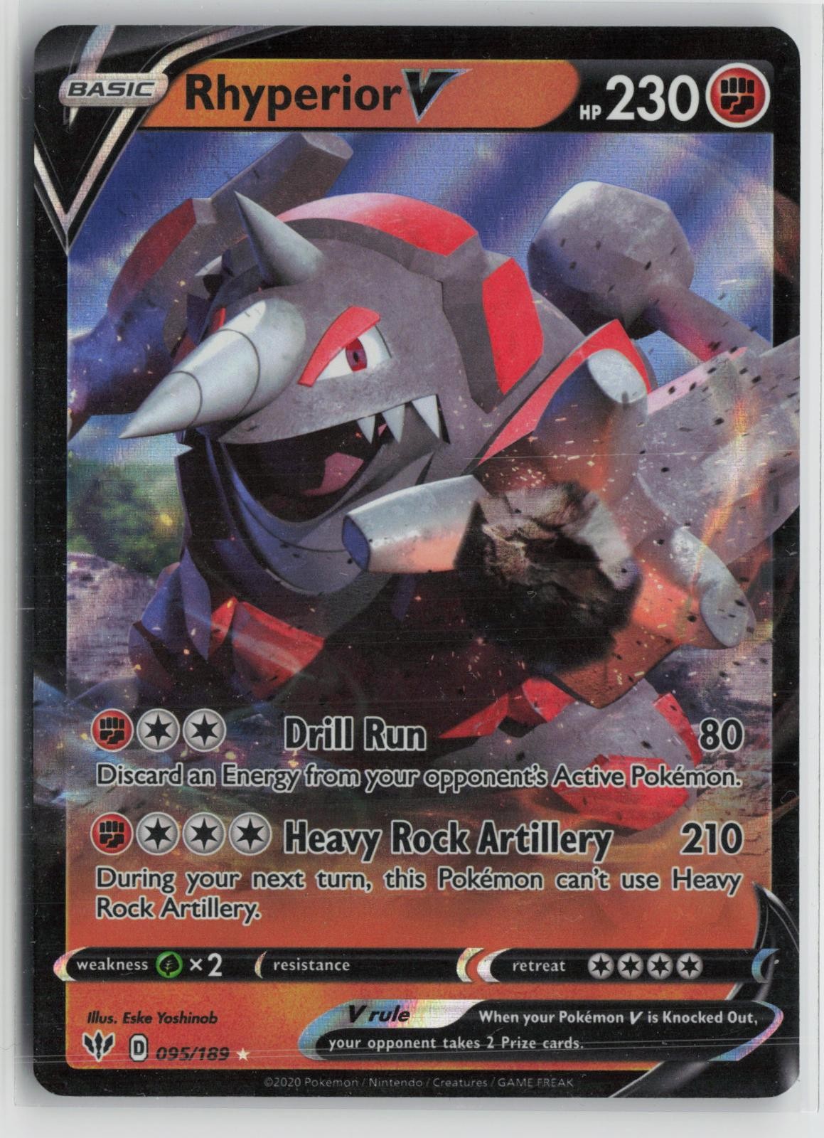 Rhyperior V 095/189 Holo V Rare Darkness Ablaze Pokemon NM