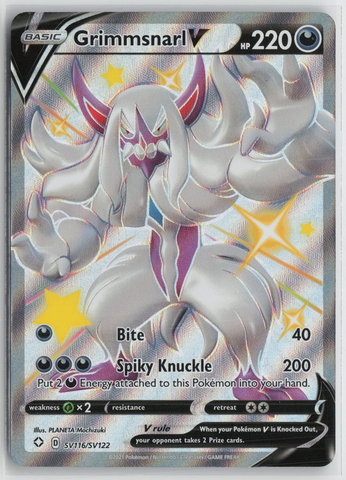 Grimmsnarl V SV116/SV122 Holo Rare V Shining Fates Shiny Vault Pokemon NM