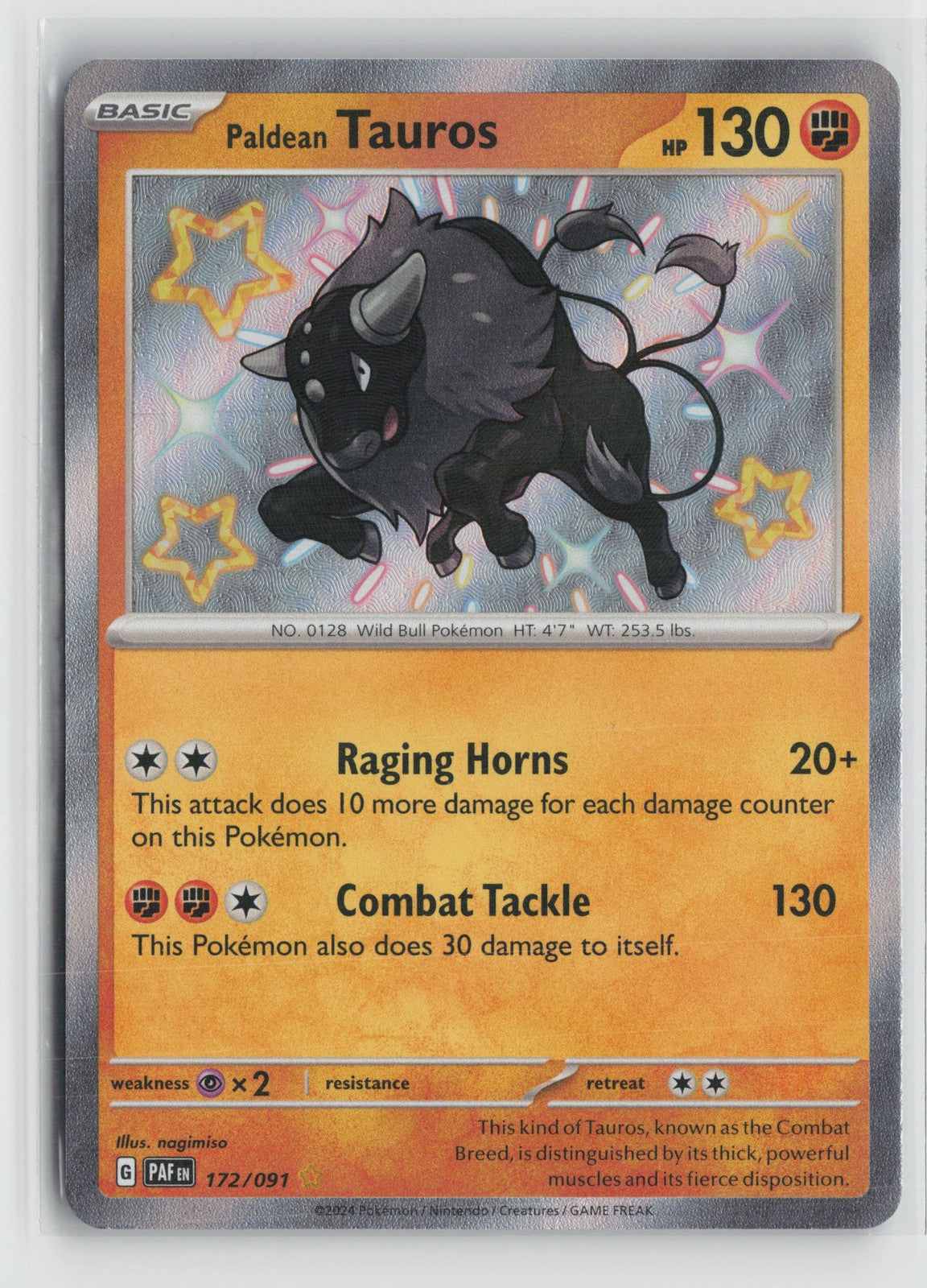 Paldean Tauros - Shiny Rare SV: Paldean Fates 172/091 NM
