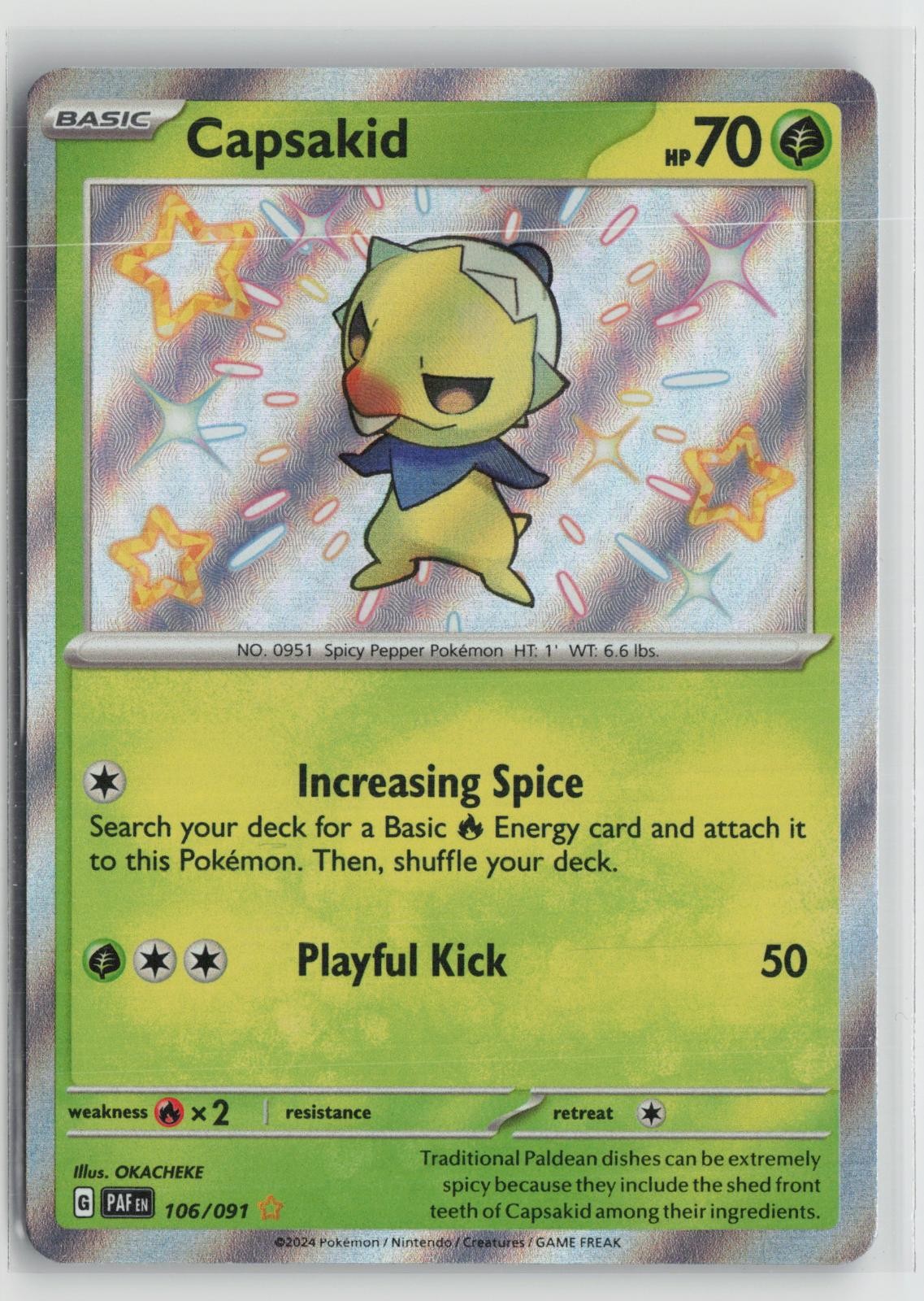 Capsakid 106/091 Shiny Rare Paldean Fates Pokemon NM