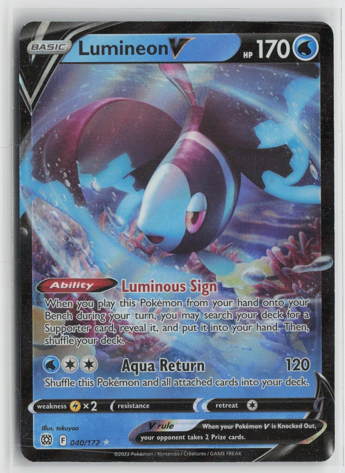 Lumineon V 040/172 Holo Rare V Brilliant Stars Pokemon NM