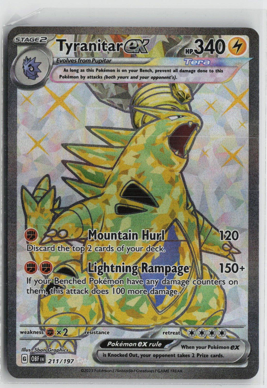 Tyranitar ex 211/197 Ultra Rare Obsidian Flames Pokemon NM