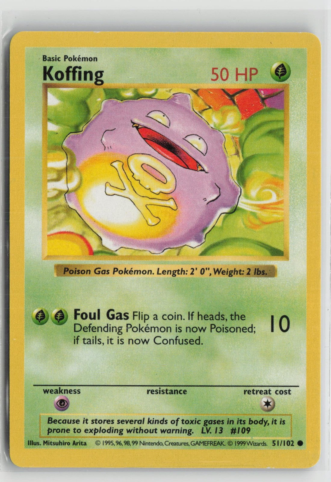 Koffing 51/102 Common Base Set Shadowless Pokemon NM