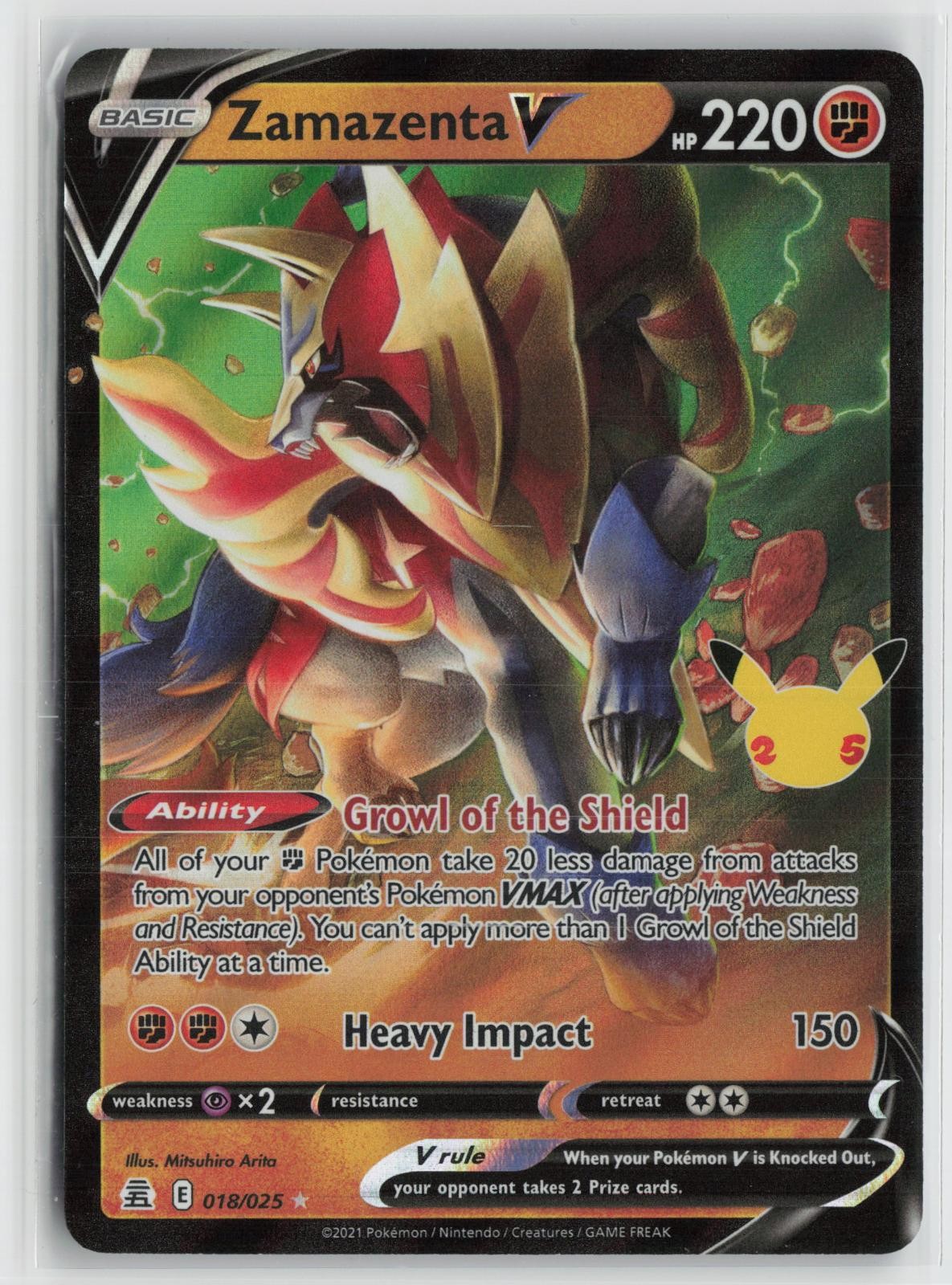 Zamazenta V 018/025 Holo V Rare Celebrations Pokemon NM
