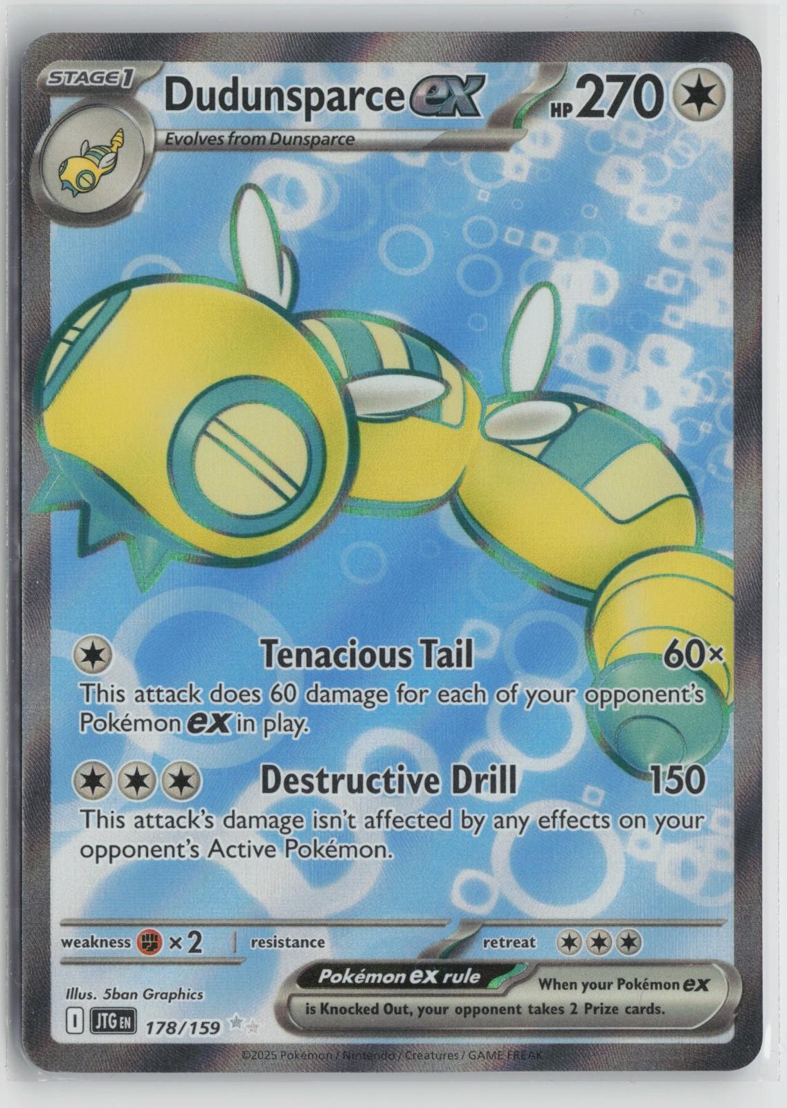 Dudunsparce ex 178/159 Ultra Rare Journey Together Pokemon NM