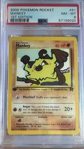 Mankey 61 1st Edition Rocket Pokemon PSA 8