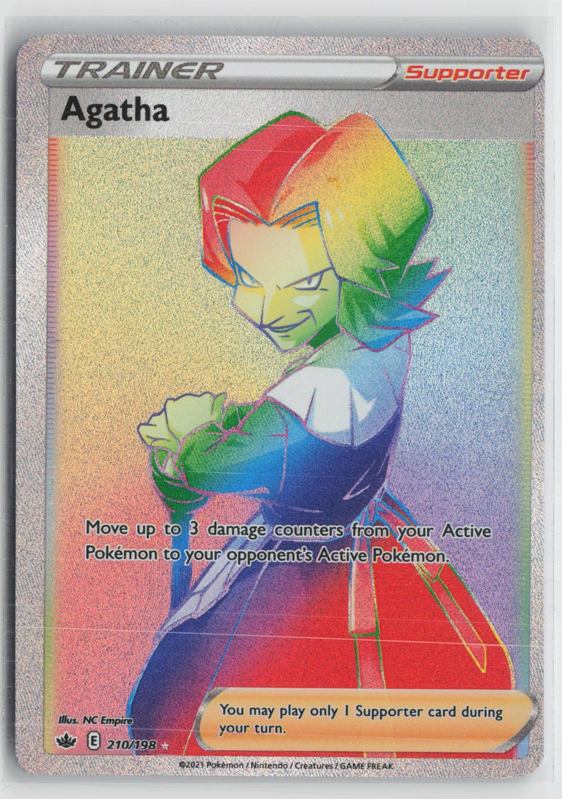 Agatha 210/198 Rainbow Rare Chilling Reign Pokemon NM