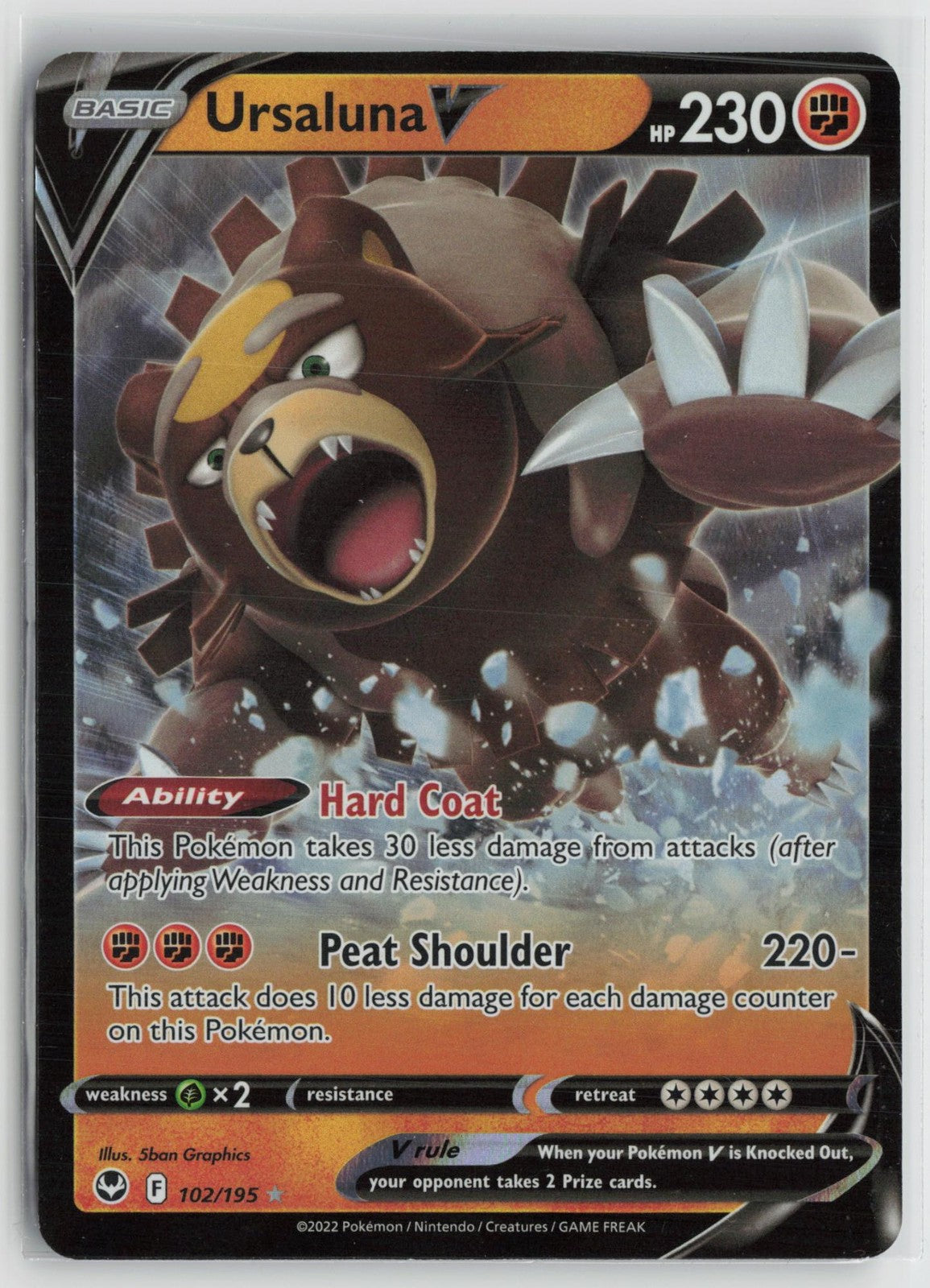 Ursaluna V 102/195 Holo Rare V Silver Tempest Pokemon NM