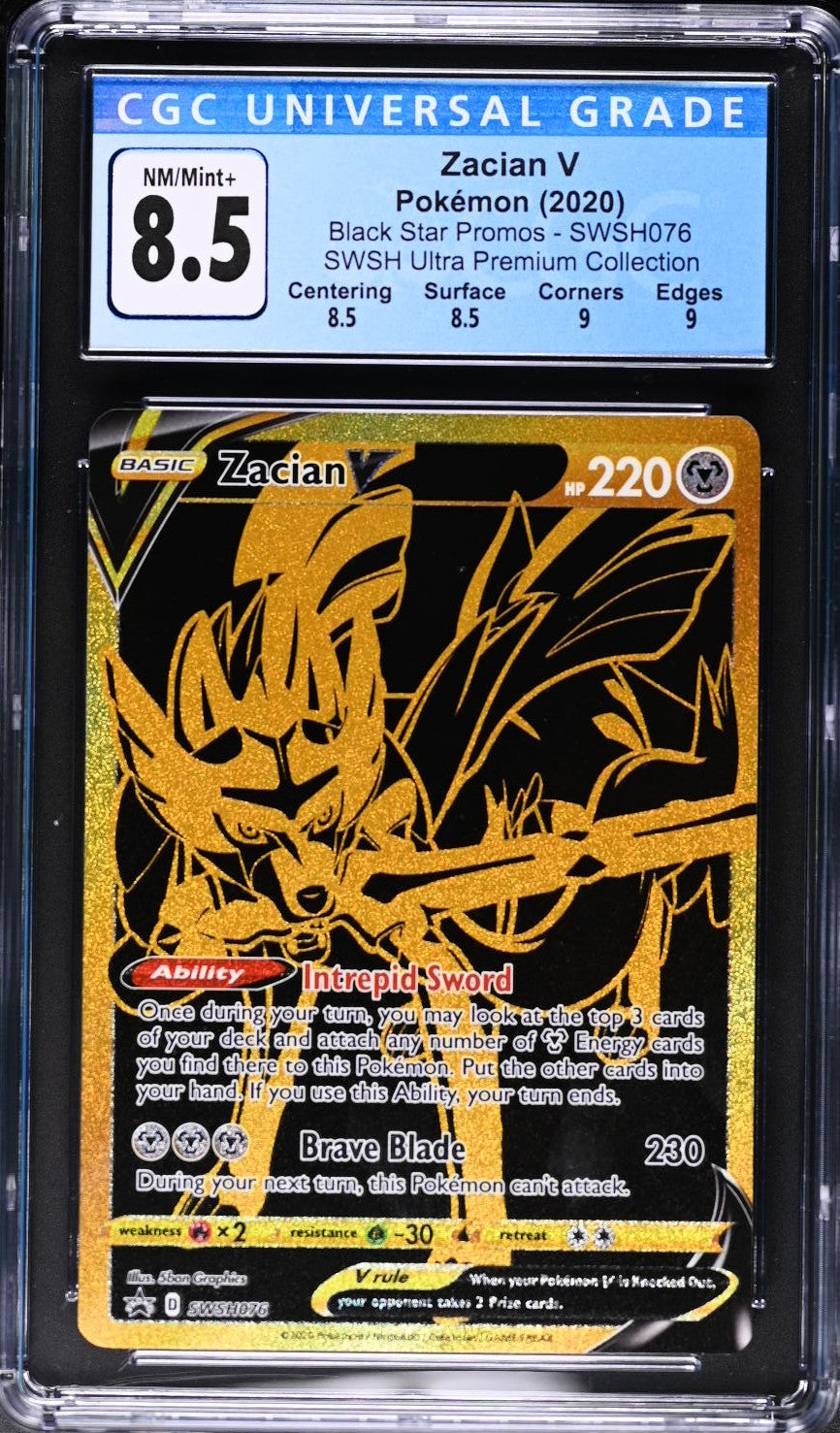 Zacian V SWSH076 Holo Black Star Promos Pokemon CGC 8.5 Nm/mint+