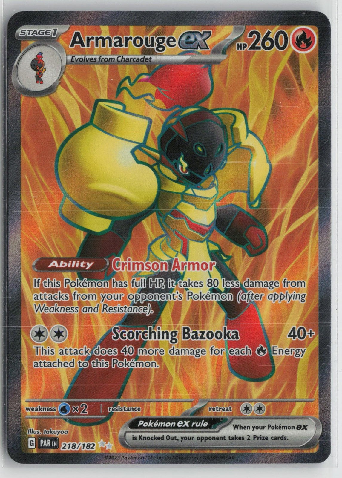 Armarouge ex 218/182 Ultra Rare Paradox Rift Pokemon NM