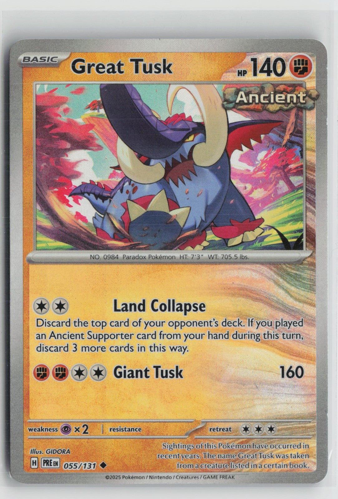Great Tusk 055/131 Poke Ball SV: Prismatic Evolutions Pokemon NM