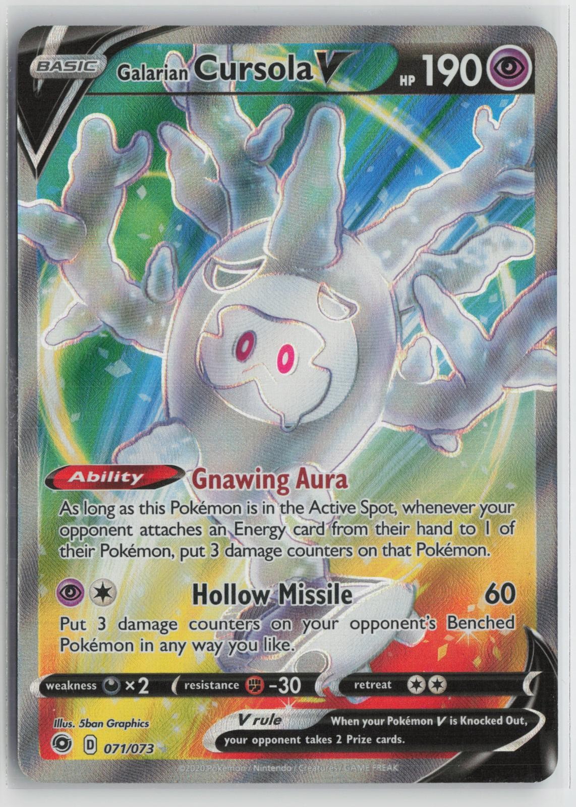 Galarian Cursola V 071/073 Ultra Rare Champion's Path Pokemon NM