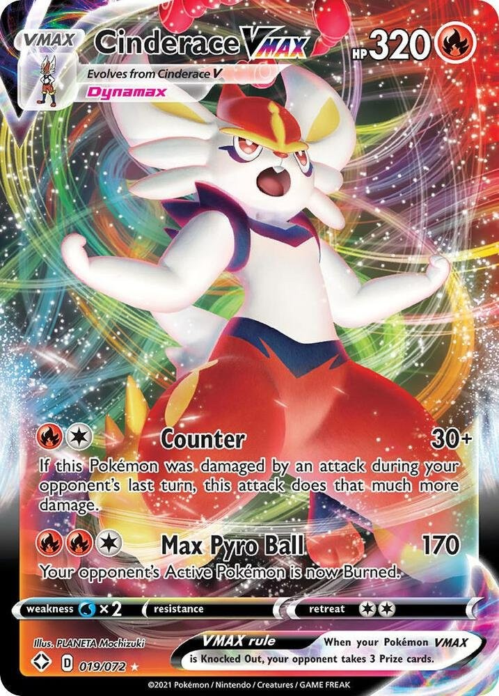Cinderace VMAX 019/072 Shining Fates SHF Holo Rare VMAX mint 019 Pokemon