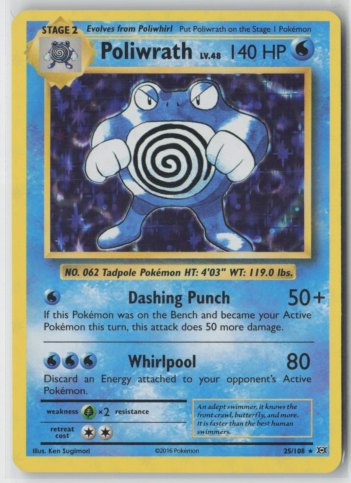 Poliwrath 25/108 Holo Rare Evolutions Pokemon NM