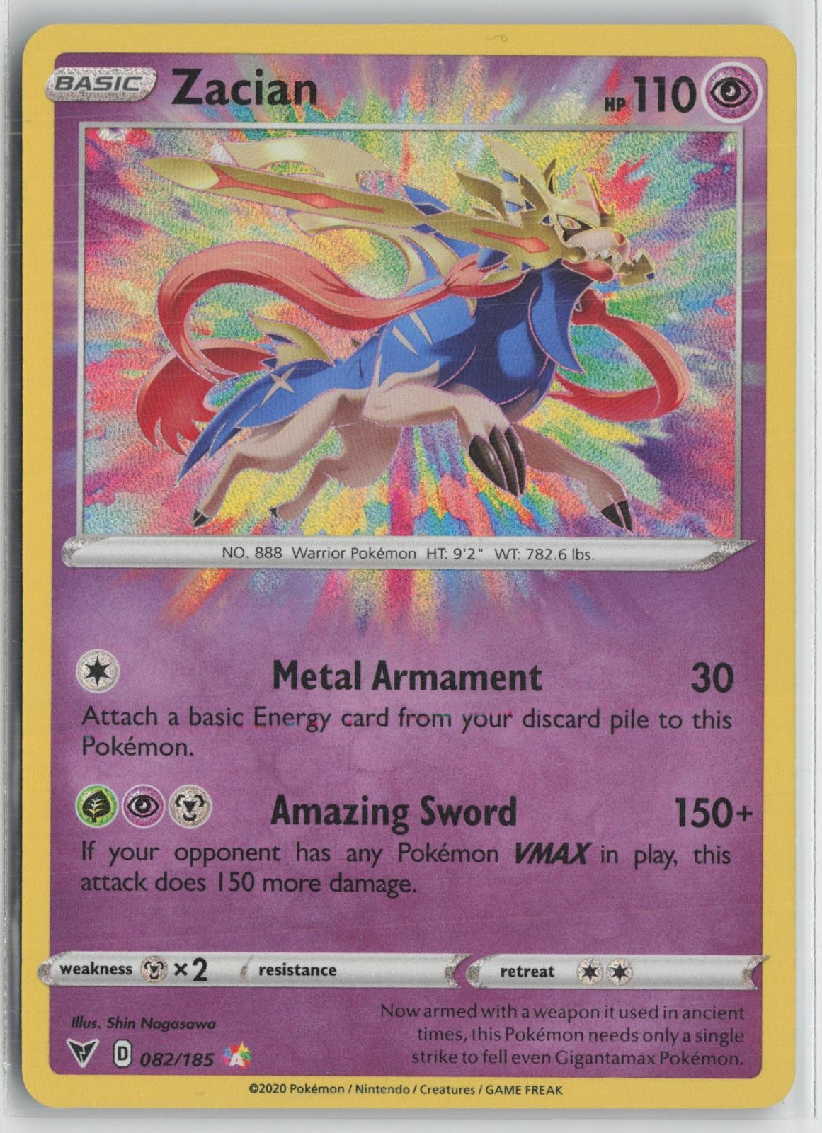 Zacian 082/185 Amazing Rare Vivid Voltage Pokemon NM