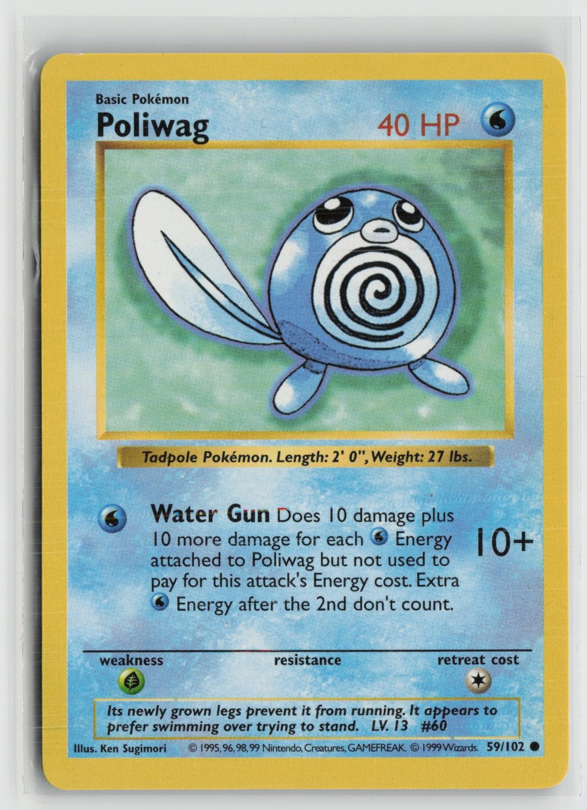 Poliwag 59/102 Common Base Set Shadowless Pokemon NM
