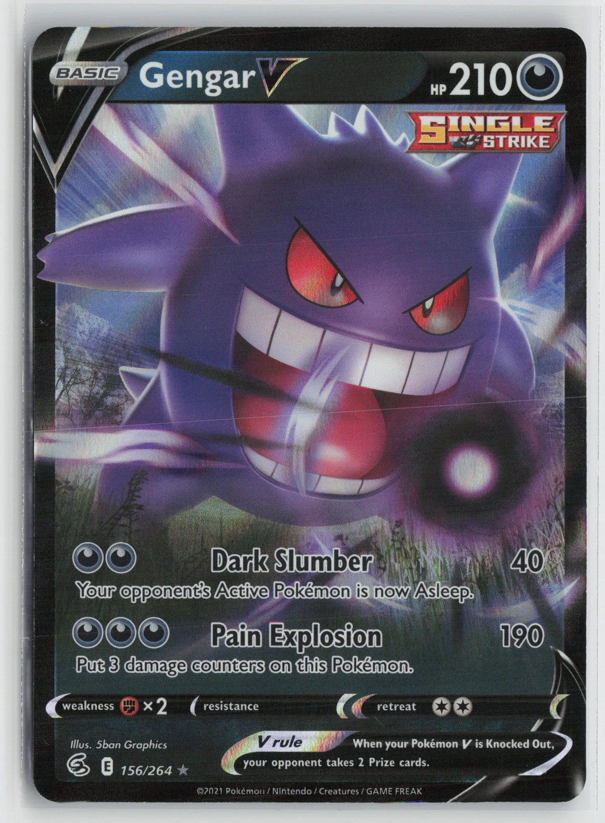 Gengar V 156/264 Holo Rare V Fusion Strike Pokemon NM