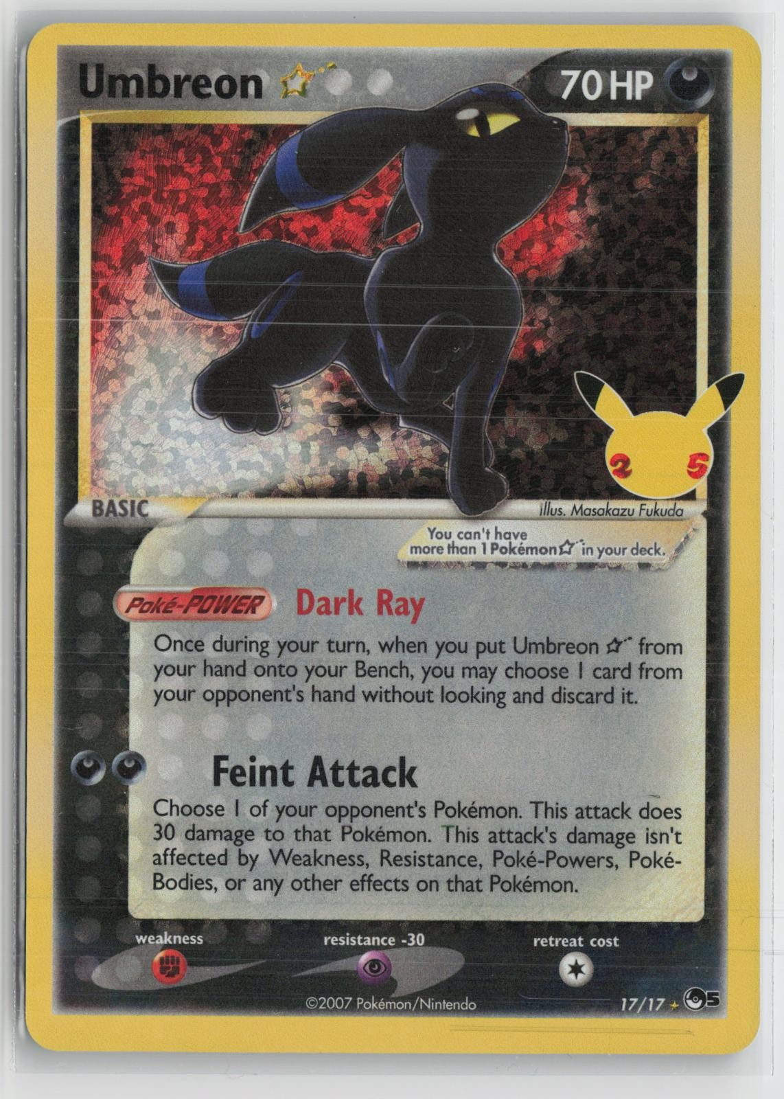 Umbreon Star 17/17 Celebrations: Classic Collection Pokemon NM