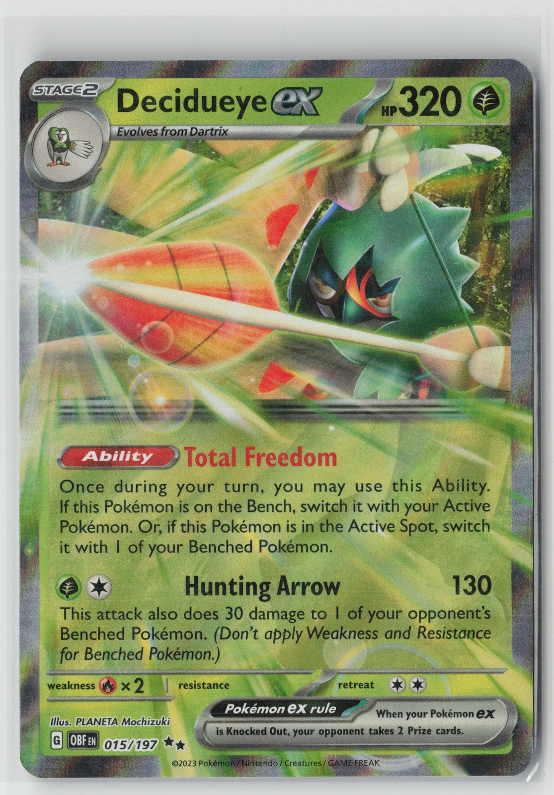 Decidueye ex Double Rare SV03: Obsidian Flames 015/197 NM