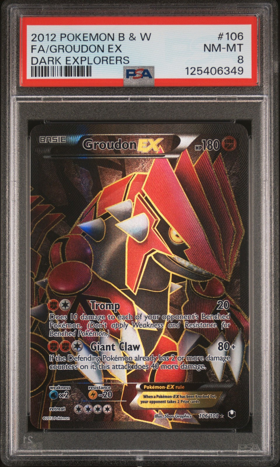 Groudon EX 106/108 Dark Explorers Pokemon PSA 8