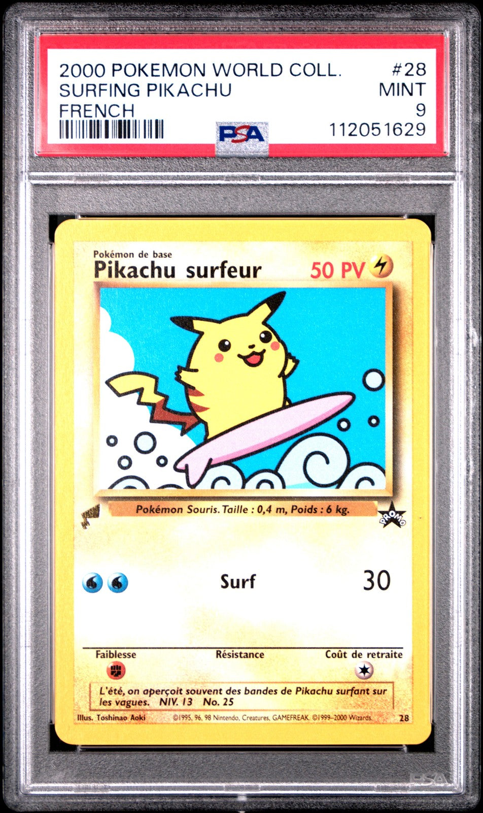 Surfing Pikachu 28 French Pikachu World Collection Pokemon PSA 9