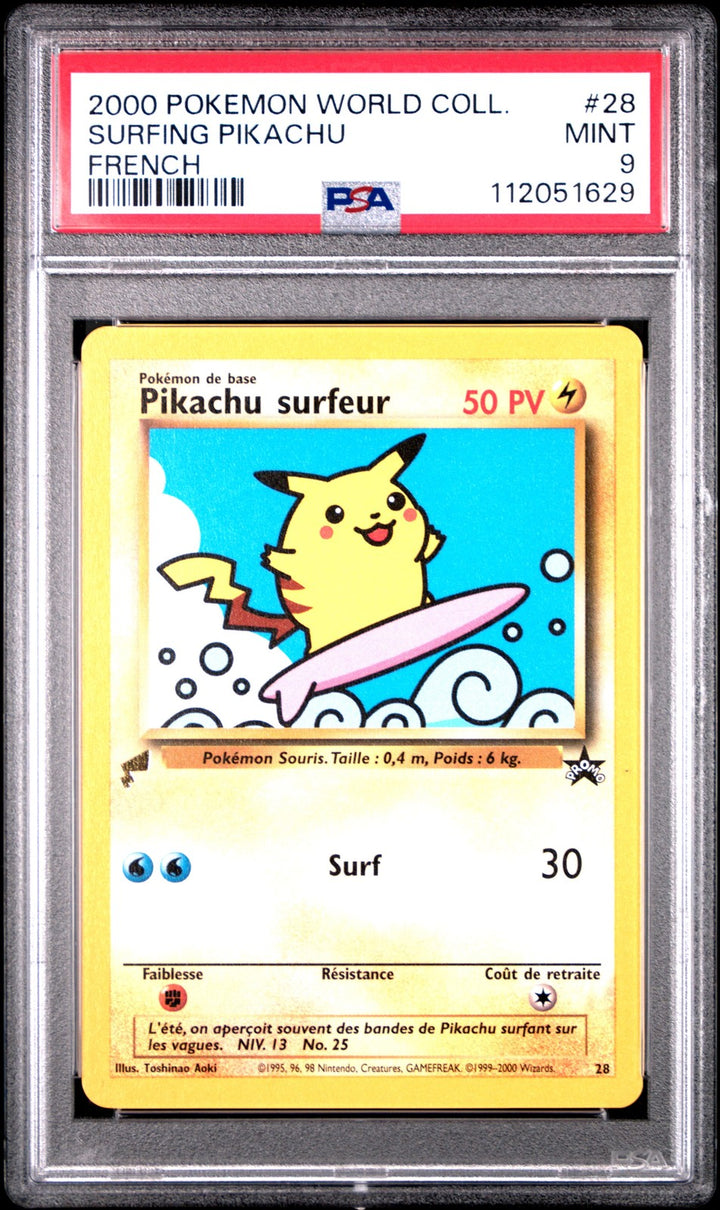 Surfing Pikachu 28 French Pikachu World Collection Pokemon PSA 90