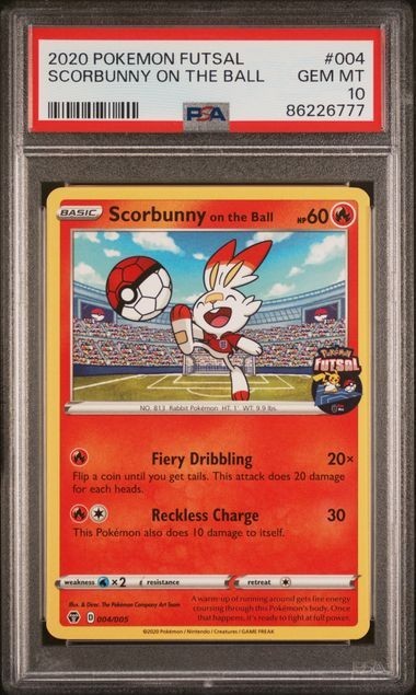 2020 Pokemon Scorbunny on the Ball 004/005 Futsal Promo PSA 10