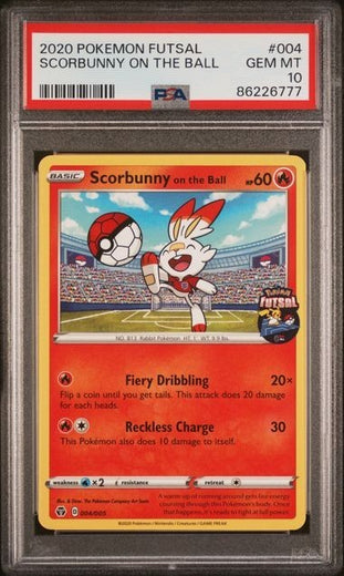 2020 Pokemon Scorbunny on the Ball 004/005 Futsal Promo PSA 10