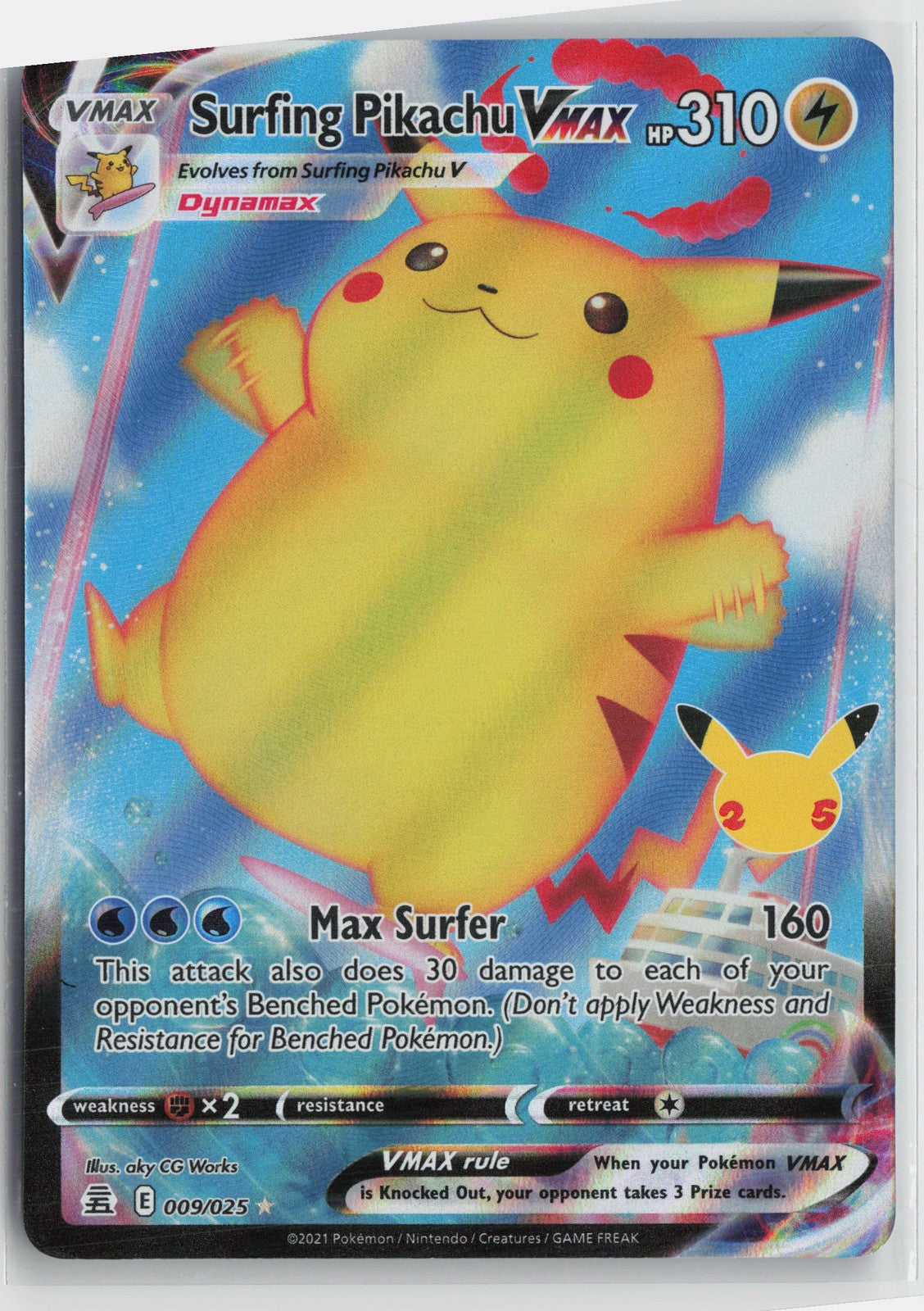 Surfing Pikachu VMAX Ultra Rare Celebrations 009/025 NM