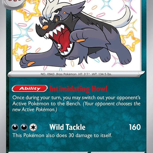 Mabosstiff 188/091 Paldean Fates PAF Shiny Rare Near Mint Pokemon 2024