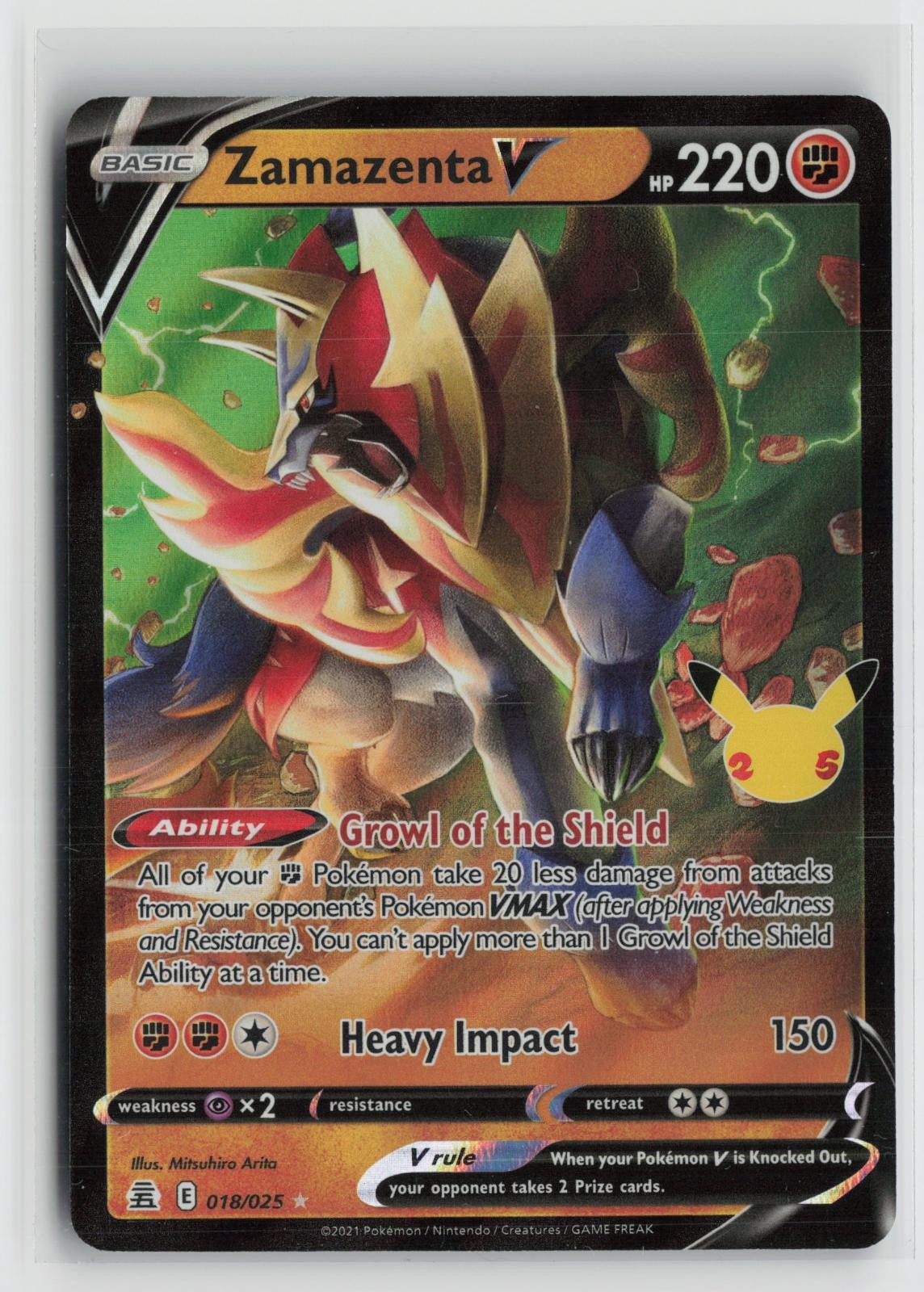 Zamazenta V 018/025 Holo V Rare Celebrations Pokemon NM