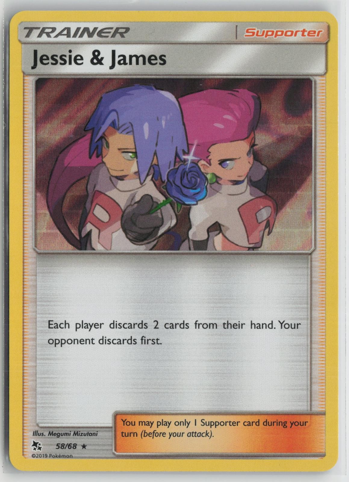 Jessie & James 58/68 Holo Rare Hidden Fates Pokemon NM