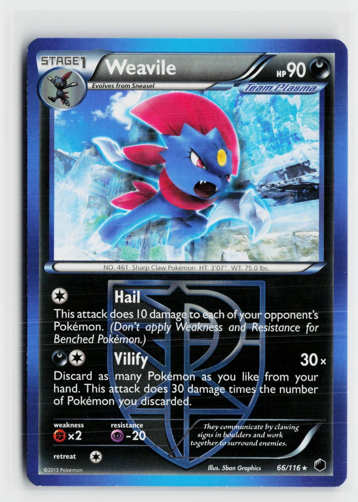 Weavile 66/116 Plasma Freeze NM R Pokemon