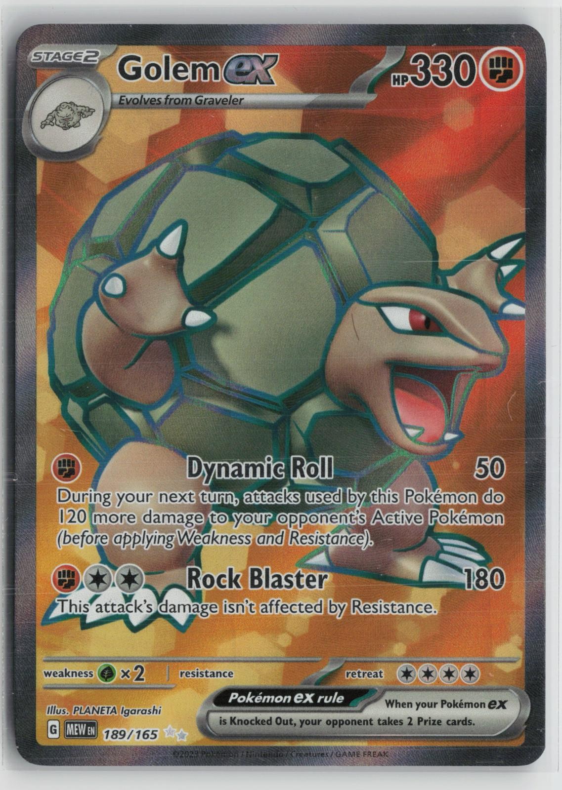 Golem ex 189/165 Ultra Rare 151 Pokemon NM