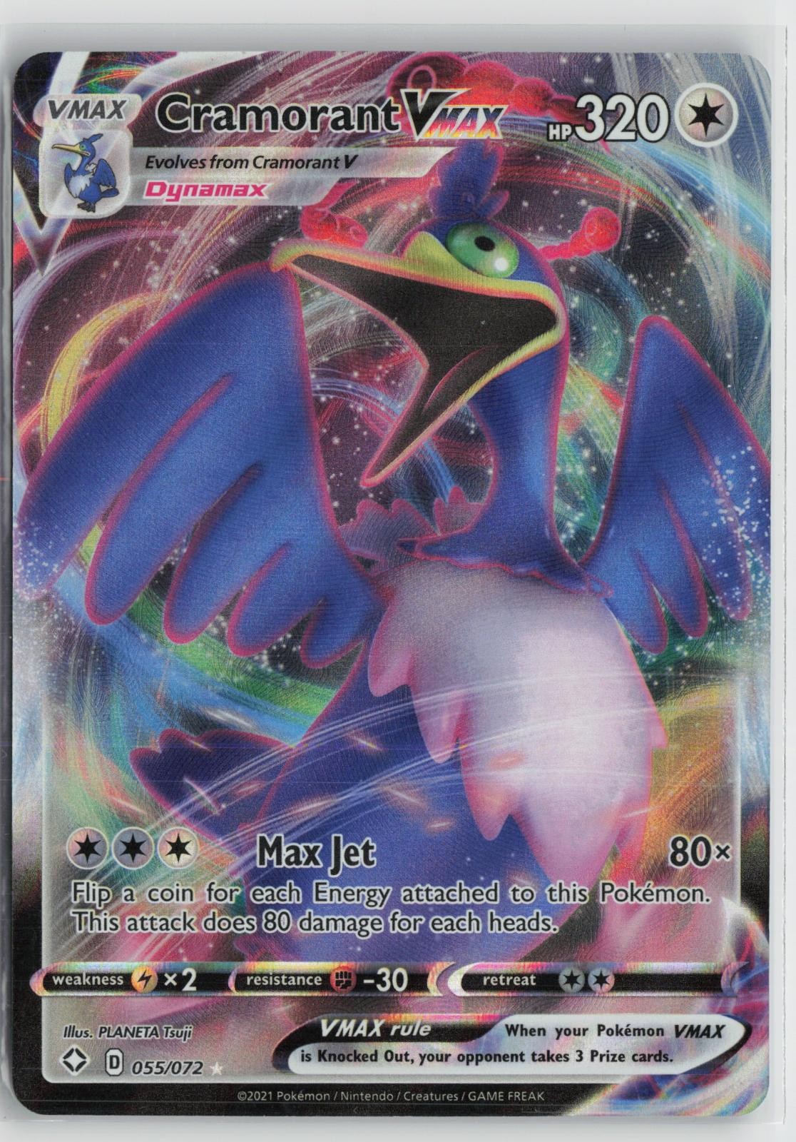 Cramorant VMAX 055/072 Holo VMAX Rare Shining Fates Pokemon NM