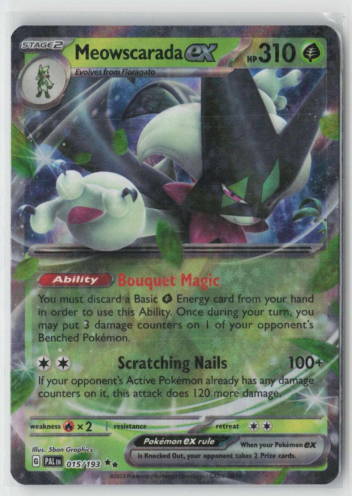Meowscarada ex - Double Rare SV02: Paldea Evolved 015/193 NM